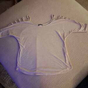 VENUS Soft Gray Long Sleeve Tee with Cutout Details